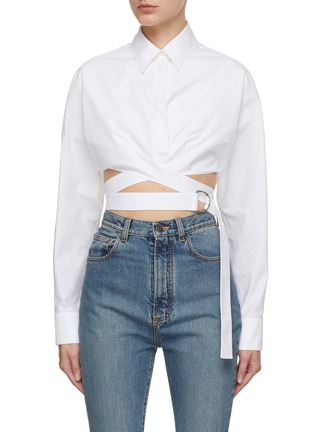 Main View - Click To Enlarge - ALAÏA - Cropped Crossover Belt Shirt