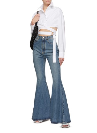 Figure View - Click To Enlarge - ALAÏA - Cropped Crossover Belt Shirt