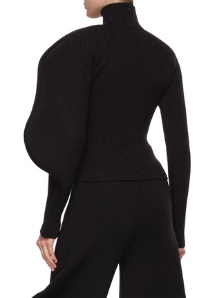 Back View - Click To Enlarge - ALAÏA - Asymmetric Curved Sleeve Knit Sweater