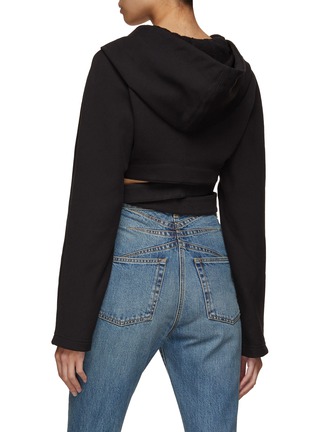 Back View - Click To Enlarge - ALAÏA - Crossover Belt Cropped Hoodie