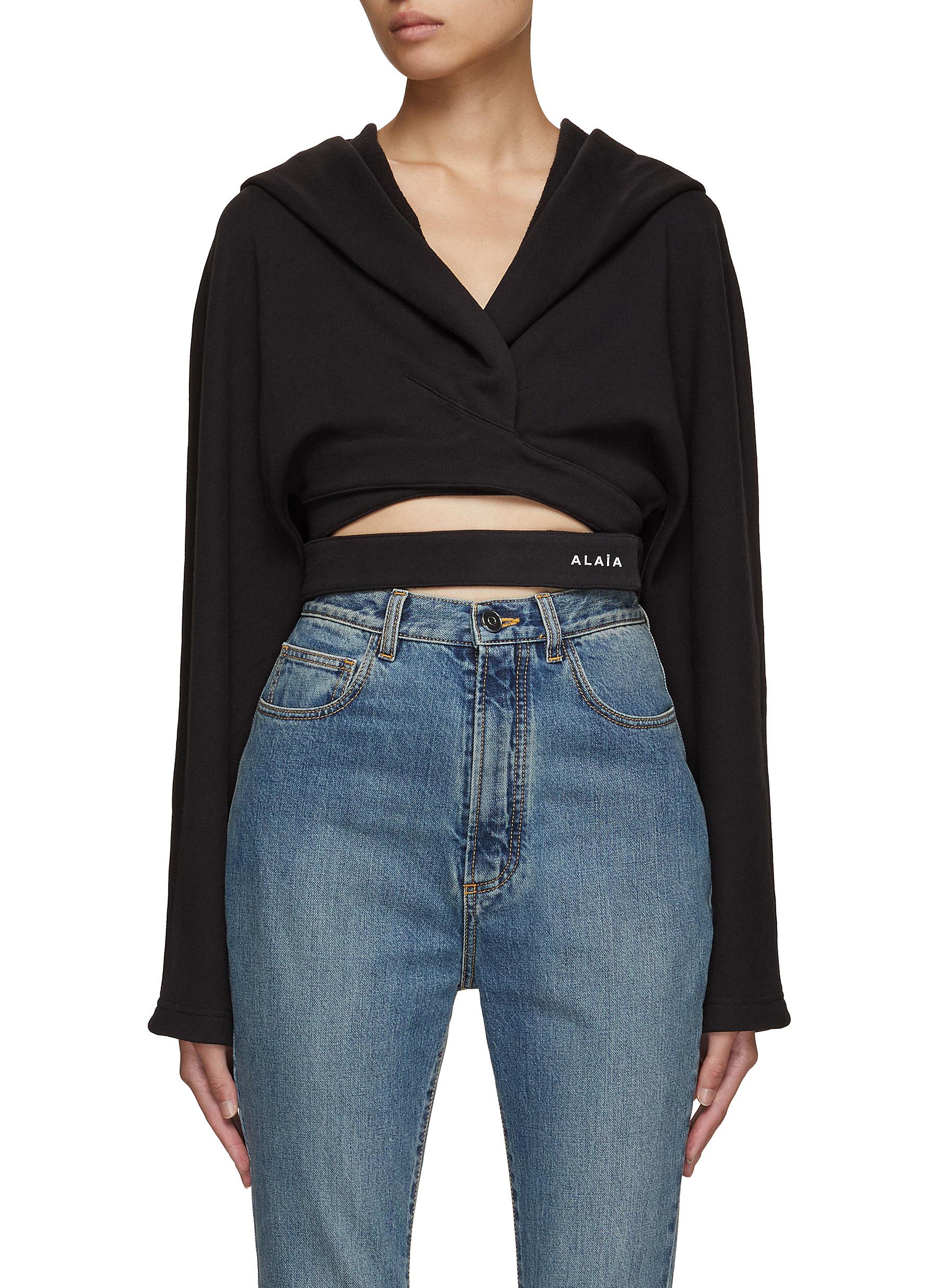 ALA A Crossover Belt Cropped Hoodie Women Lane Crawford