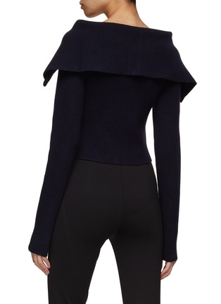 Back View - Click To Enlarge - ALAÏA - Exaggerated Collar Cropped Wool Jacket