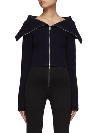 Main View - Click To Enlarge - ALAÏA - Exaggerated Collar Cropped Wool Jacket