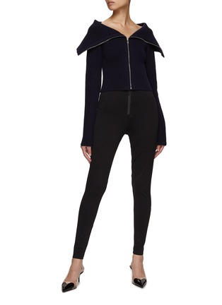 Figure View - Click To Enlarge - ALAÏA - Exaggerated Collar Cropped Wool Jacket