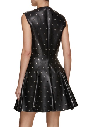 Back View - Click To Enlarge - ALAÏA - Eyelet Leather Skater Dress