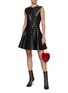 Figure View - Click To Enlarge - ALAÏA - Eyelet Leather Skater Dress