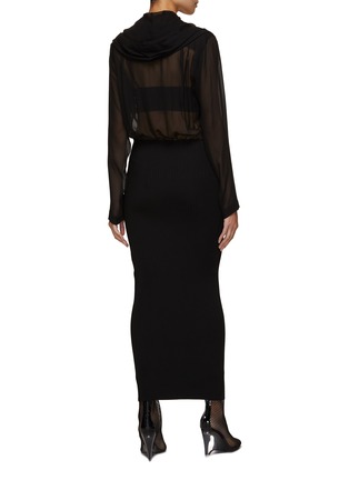 Back View - Click To Enlarge - ALAÏA - Hooded Bi-Fabric Knit Maxi Dress