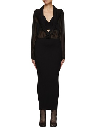 Main View - Click To Enlarge - ALAÏA - Hooded Bi-Fabric Knit Maxi Dress
