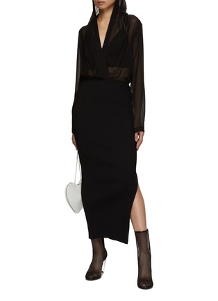 Figure View - Click To Enlarge - ALAÏA - Hooded Bi-Fabric Knit Maxi Dress