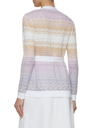 Back View - Click To Enlarge - MISSONI - Chevron Knit Belted Cardigan