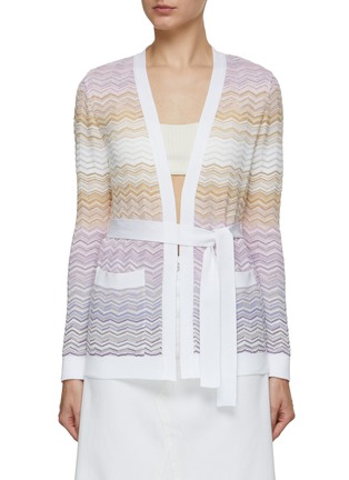 Main View - Click To Enlarge - MISSONI - Chevron Knit Belted Cardigan