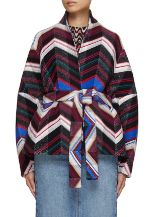 Main View - Click To Enlarge - MISSONI - Belted Zig Zag Wool Jacket