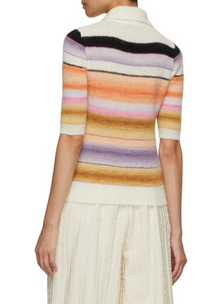 Back View - Click To Enlarge - MISSONI - Striped Mohair Alpaca Short Sleeve Polo