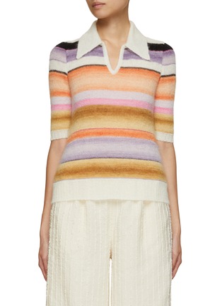 Main View - Click To Enlarge - MISSONI - Striped Mohair Alpaca Short Sleeve Polo