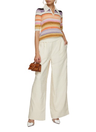 Figure View - Click To Enlarge - MISSONI - Striped Mohair Alpaca Short Sleeve Polo