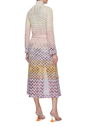 Back View - Click To Enlarge - MISSONI - Belted Zig Zag Long Cardigan