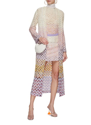 Figure View - Click To Enlarge - MISSONI - Belted Zig Zag Long Cardigan