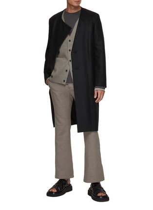 Collarless Double Breasted Chester Coat