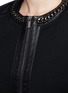 Detail View - Click To Enlarge - ST. JOHN - Leather trim curb chain cropped knit jacket
