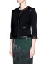 Front View - Click To Enlarge - ST. JOHN - Leather trim curb chain cropped knit jacket