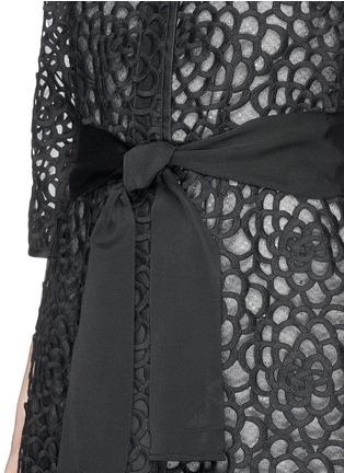 Detail View - Click To Enlarge - ST. JOHN - Camellia crochet lace organza topper jacket