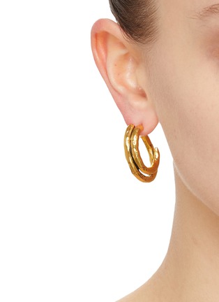 Figure View - Click To Enlarge - GOOSSENS - Lutece Double Band 24K Gold Plated Hoop Earrings