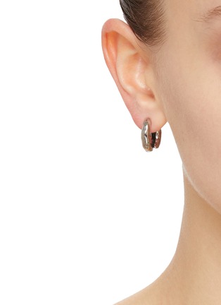 Figure View - Click To Enlarge - GOOSSENS - Lutece Palladium Plated Huggie Earrings