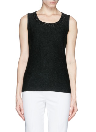 Main View - Click To Enlarge - ST. JOHN - Mix strass neck shimmer knit sleeveless top