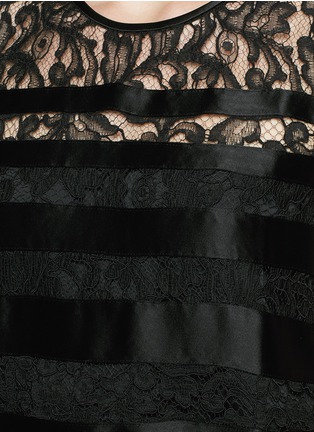 Detail View - Click To Enlarge - ST. JOHN - Satin stripe plume lace sleeveless top