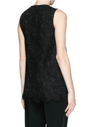 Back View - Click To Enlarge - ST. JOHN - Satin stripe plume lace sleeveless top