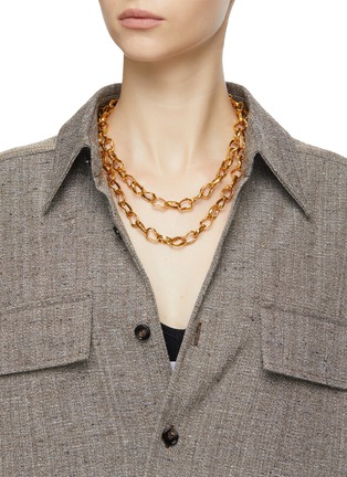 Figure View - Click To Enlarge - GOOSSENS - Lutece Interlocking Chain 24K Gold Plated Long Necklace