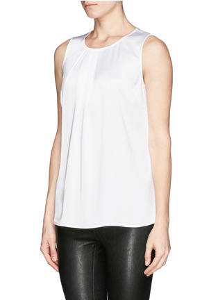 Front View - Click To Enlarge - ST. JOHN - Pleat front liquid satin sleeveless top