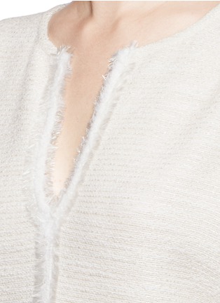 Detail View - Click To Enlarge - ST. JOHN - Fringe trim bouclé knit dress
