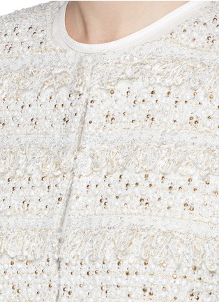 Detail View - Click To Enlarge - ST. JOHN - Metallic eyelash fringe tweed knit jacket