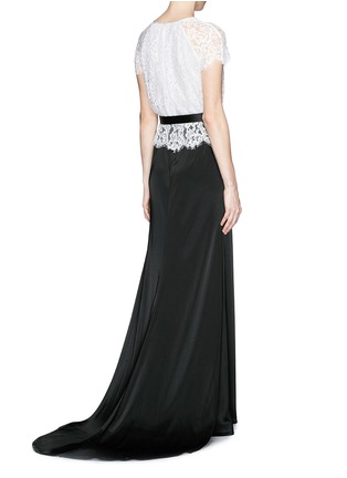 Back View - Click To Enlarge - ST. JOHN - Lace bodice liquid satin gown