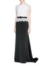 Figure View - Click To Enlarge - ST. JOHN - Lace bodice liquid satin gown