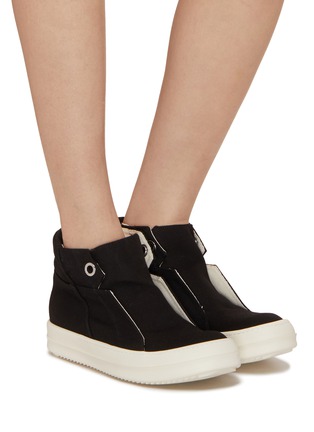 Figure View - Click To Enlarge - RICK OWENS DRKSHDW - Dunk High Top Overdyed Denim Sneakers