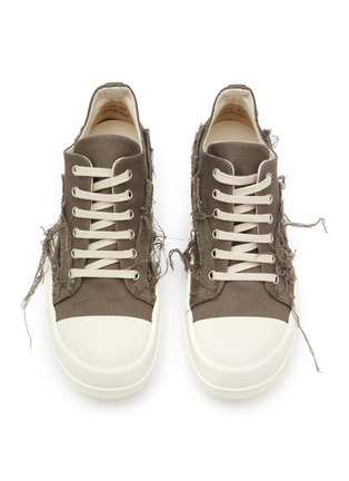 Detail View - Click To Enlarge - RICK OWENS DRKSHDW - Slashed Low Top Lace Up Denim Sneakers
