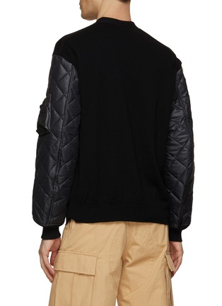 Back View - Click To Enlarge - COMME DES GARÇONS HOMME - Quilted Sleeve Wool Knit Cardigan