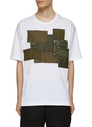 Main View - Click To Enlarge - COMME DES GARÇONS HOMME - Nylon Patchwork Cotton T-Shirt