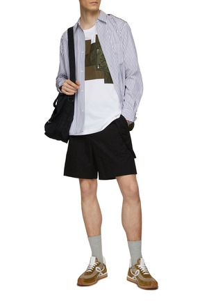 Figure View - Click To Enlarge - COMME DES GARÇONS HOMME - Nylon Patchwork Cotton T-Shirt