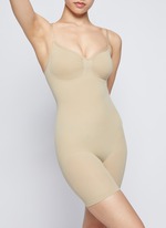 SKIMS, Seamless Sculpt Mid-Thigh Bodysuit, DARK BEIGE, Women