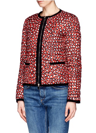 Front View - Click To Enlarge - MONCLER - 'Miel' funky leopard print reversible down jacket