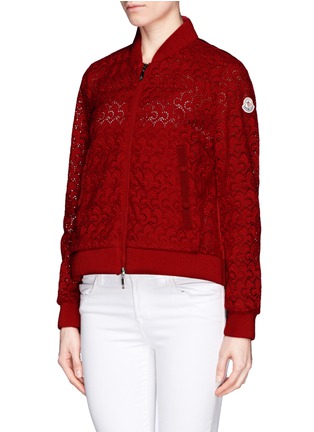 Front View - Click To Enlarge - MONCLER - 'Dery' San Gallo lace bomber jacket