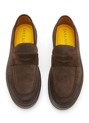 Detail View - Click To Enlarge - DOUCAL'S - Suede Leather Penny Loafers