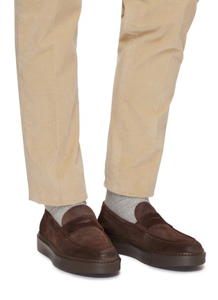 Figure View - Click To Enlarge - DOUCAL'S - Suede Leather Penny Loafers