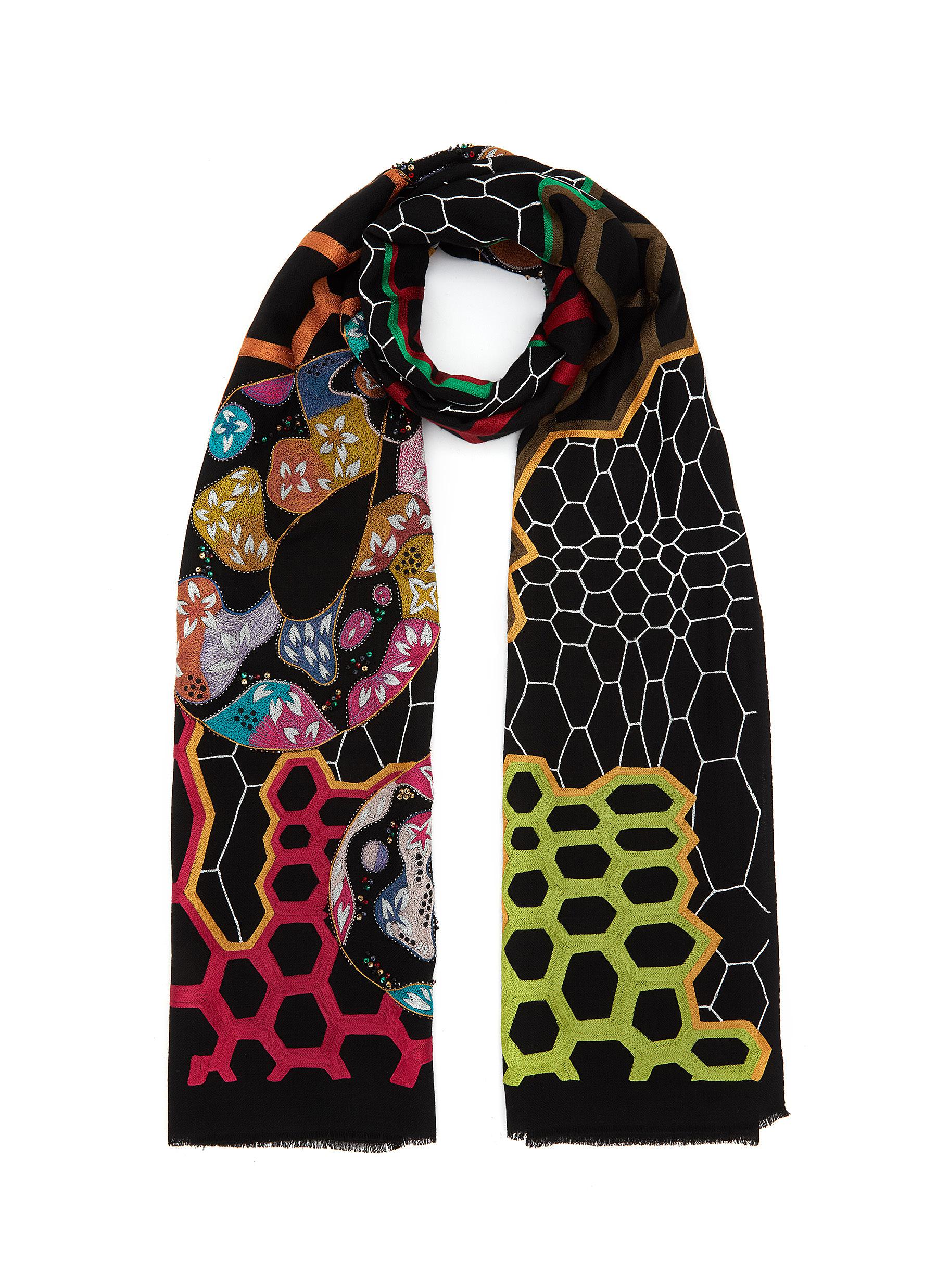 The New King Embroidered Merino Wool Scarf