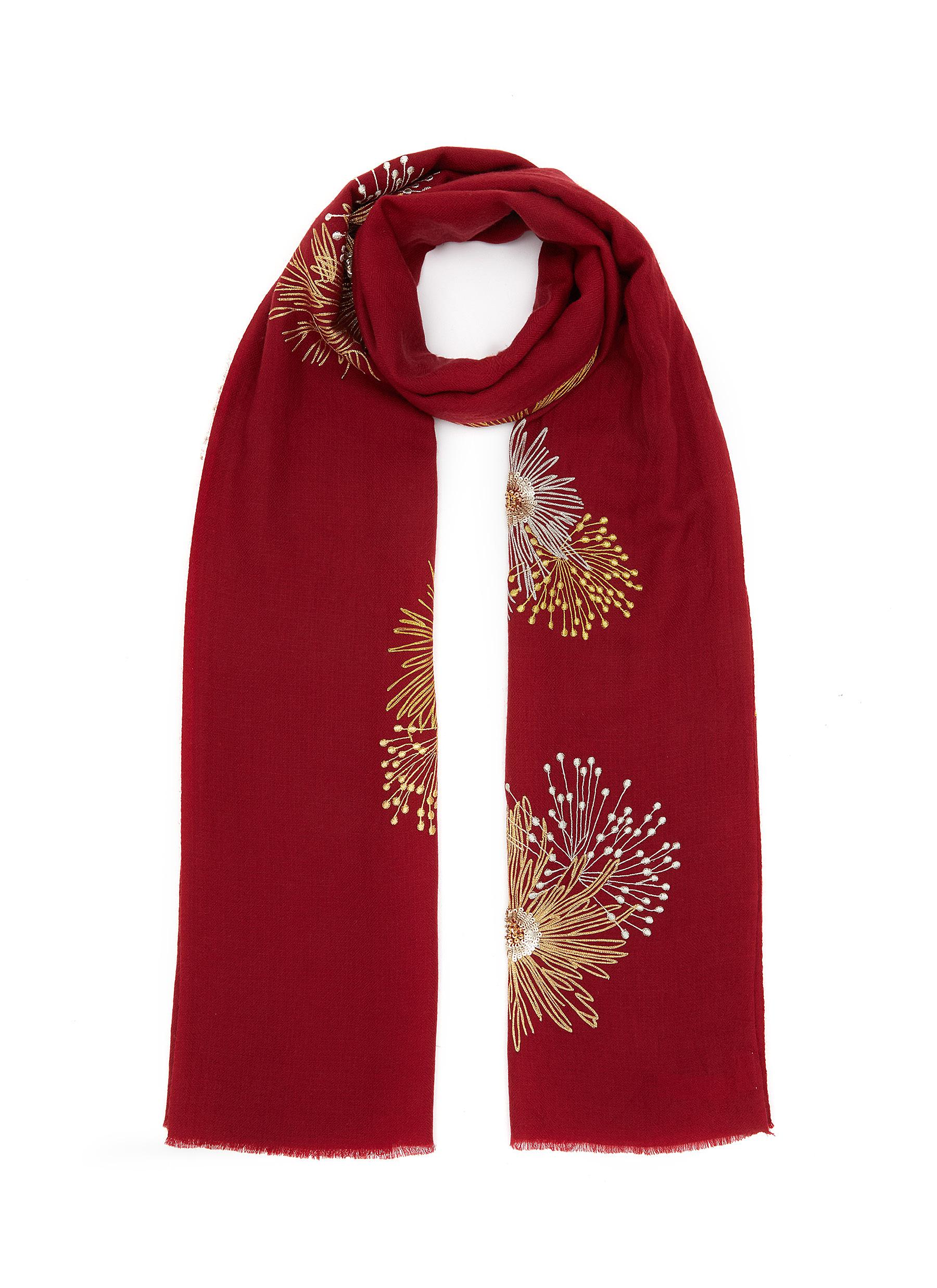 Twinkling Embroidered Merino Wool Scarf