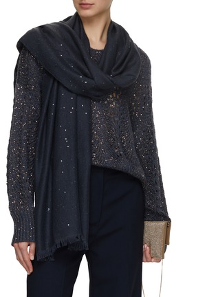 Figure View - Click To Enlarge - BRUNELLO CUCINELLI - Sequin Embellished Cashmere Silk Scarf