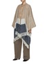 Front View - Click To Enlarge - BRUNELLO CUCINELLI - Striped Fringe Hem Poncho
